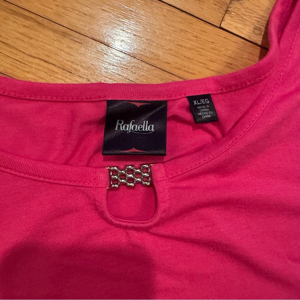 Rafaella Pink Asymmetrical Short Sleeve Tee XL - Picture 2 of 2